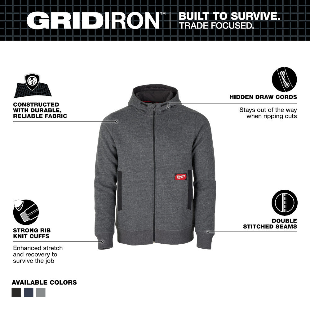 Milwaukee M250G GRIDIRON Full-Zip Hoodie - Gray - 2