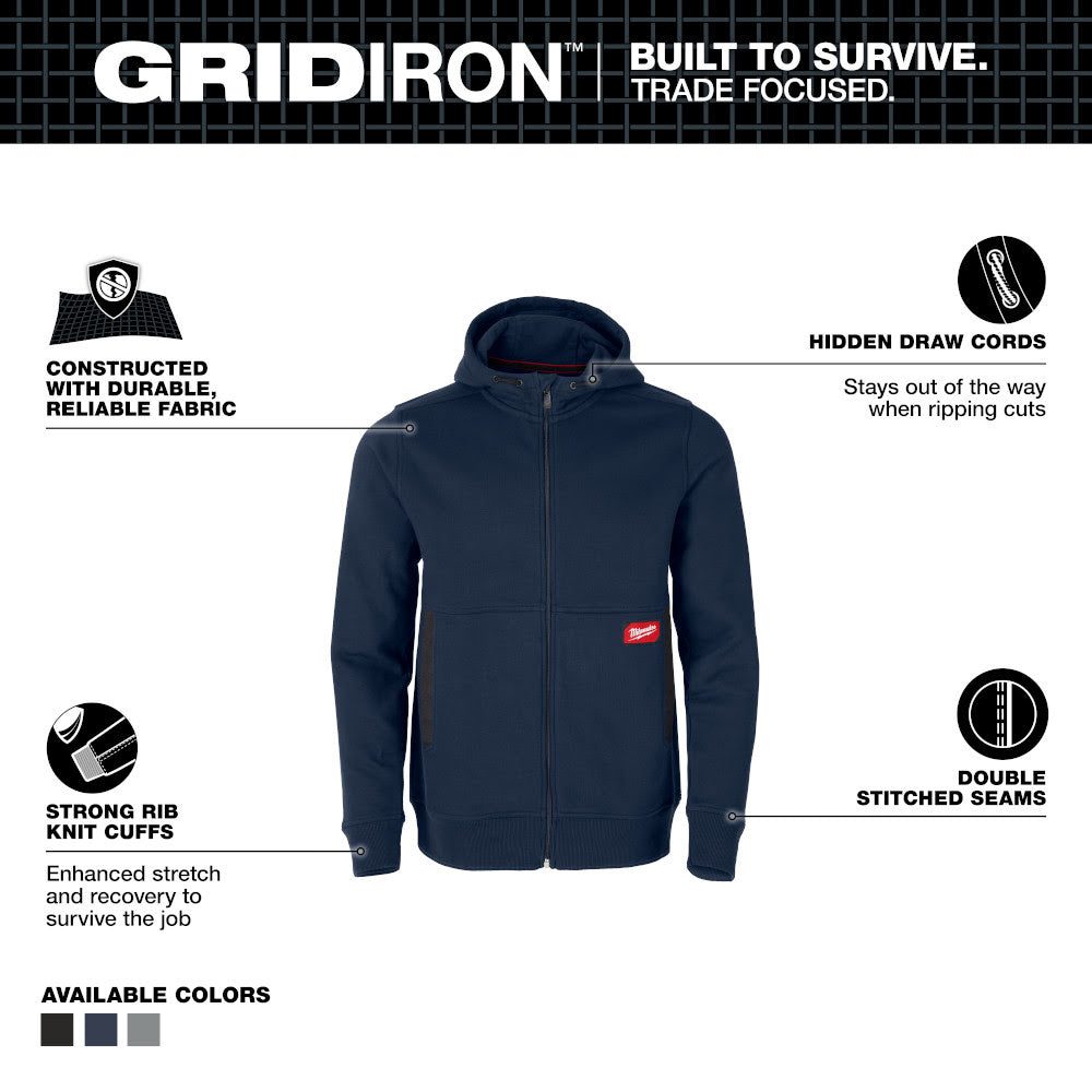 Milwaukee M250U GRIDIRON Full-Zip Hoodie - Navy - 2