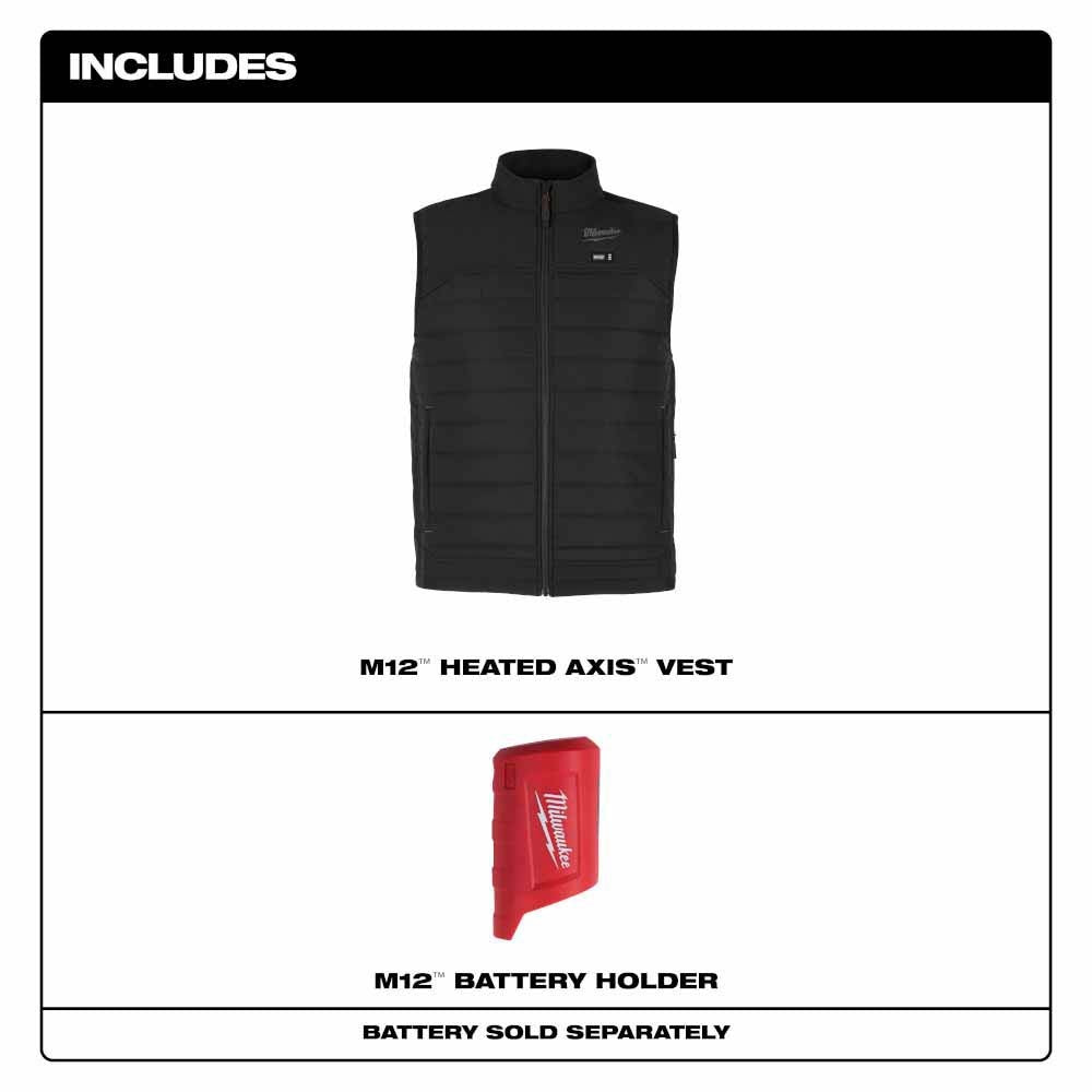 Milwaukee M300B-20 M12 Heated Black Axis Vest Only - 5