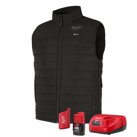 Milwaukee M300B-21 M12 Heated Black Axis Vest with (1) 3.0 Ah Battery and Charger