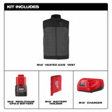 Milwaukee M300G-21 M12 Heated Gray Axis Vest with (1) 3.0 Ah Battery and Charger - 5