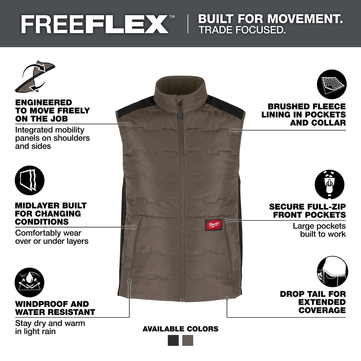 Milwaukee M350N-XL FREEFLEX Lightweight Insulated Vest Brown XL - 2