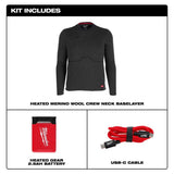 Milwaukee M500B-21 Heated Merino Wool Crew Neck Baselayer with HEXON Heat Technology and 2 Heat Zones - 4