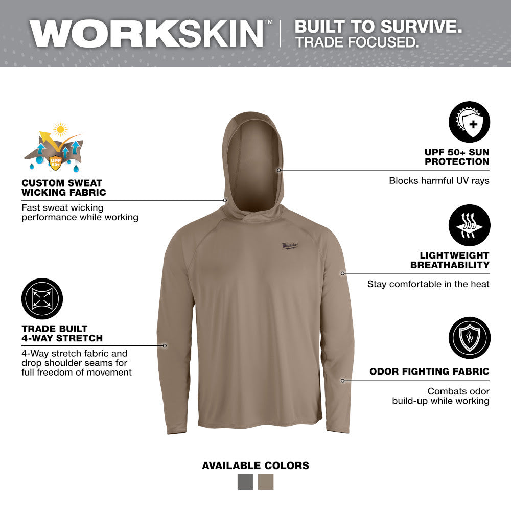 Milwaukee M550N-M WORKSKIN Hooded Sun Shirt - SANDSTONE M - 2