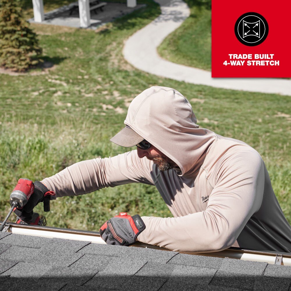 Milwaukee M550N-S WORKSKIN Hooded Sun Shirt - SANDSTONE S - 6