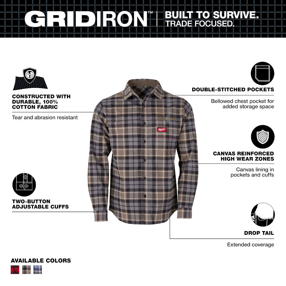 Milwaukee M551G GRIDIRON Flannel Shirt - Gray - 2