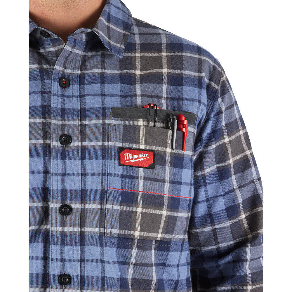 Milwaukee M551U GRIDIRON Flannel Shirt - Blue - 9