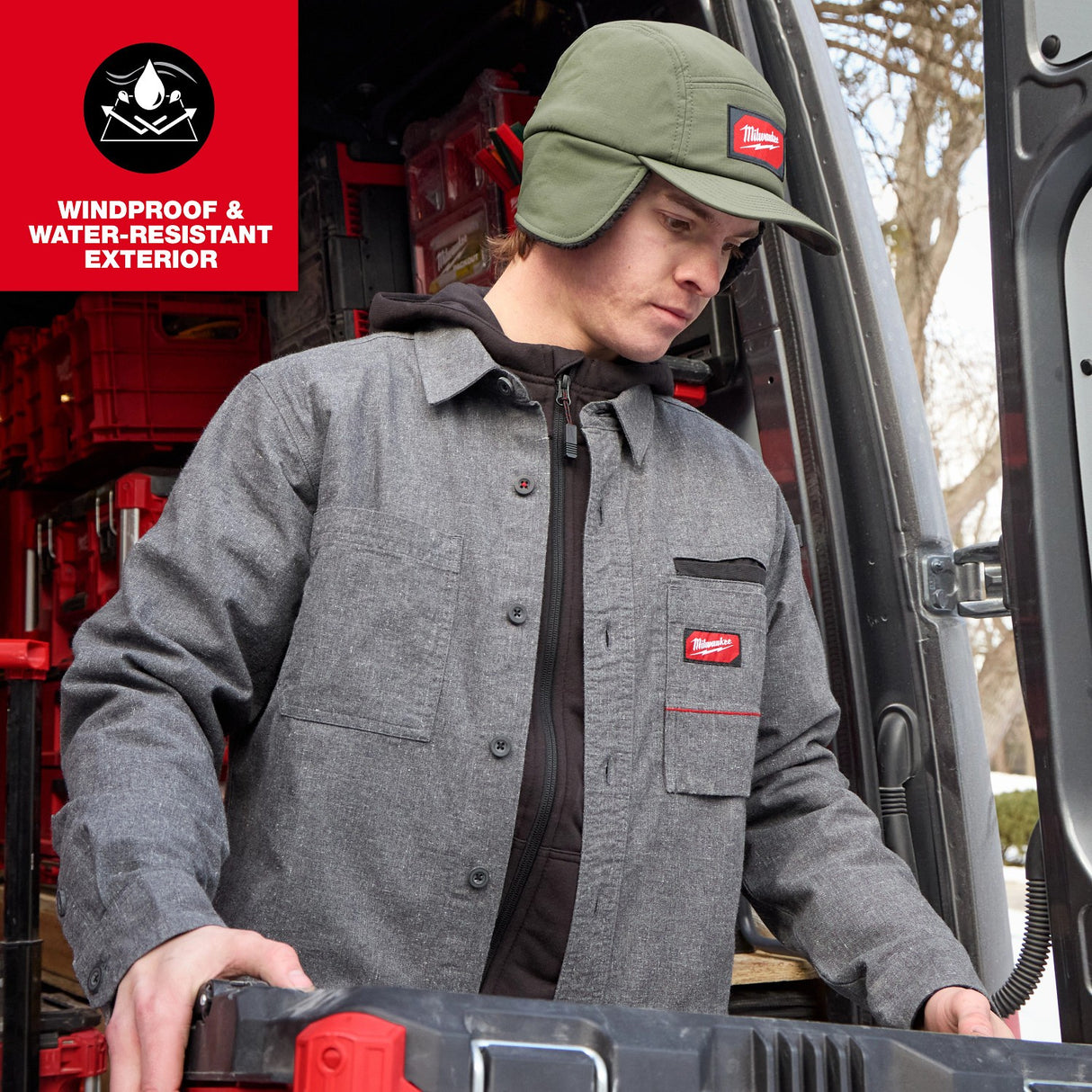 Milwaukee M754E-LXL Sherpa-Lined Windproof Water-Resistant Hat Green Large/X-Large - 3