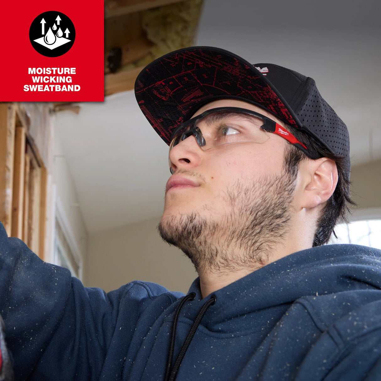 Milwaukee M771E Flat-Brim Snapback Hat with Laser-Cut Ventilation and Moisture-Wicking Sweatband - 4