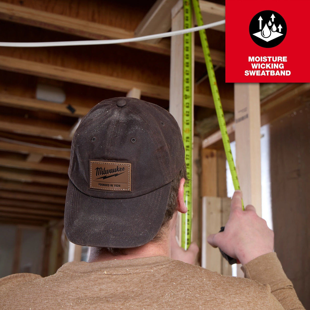 Milwaukee M772E Waxed Canvas Adjustable Hat Green Water Resistant with Leather Strap - 4