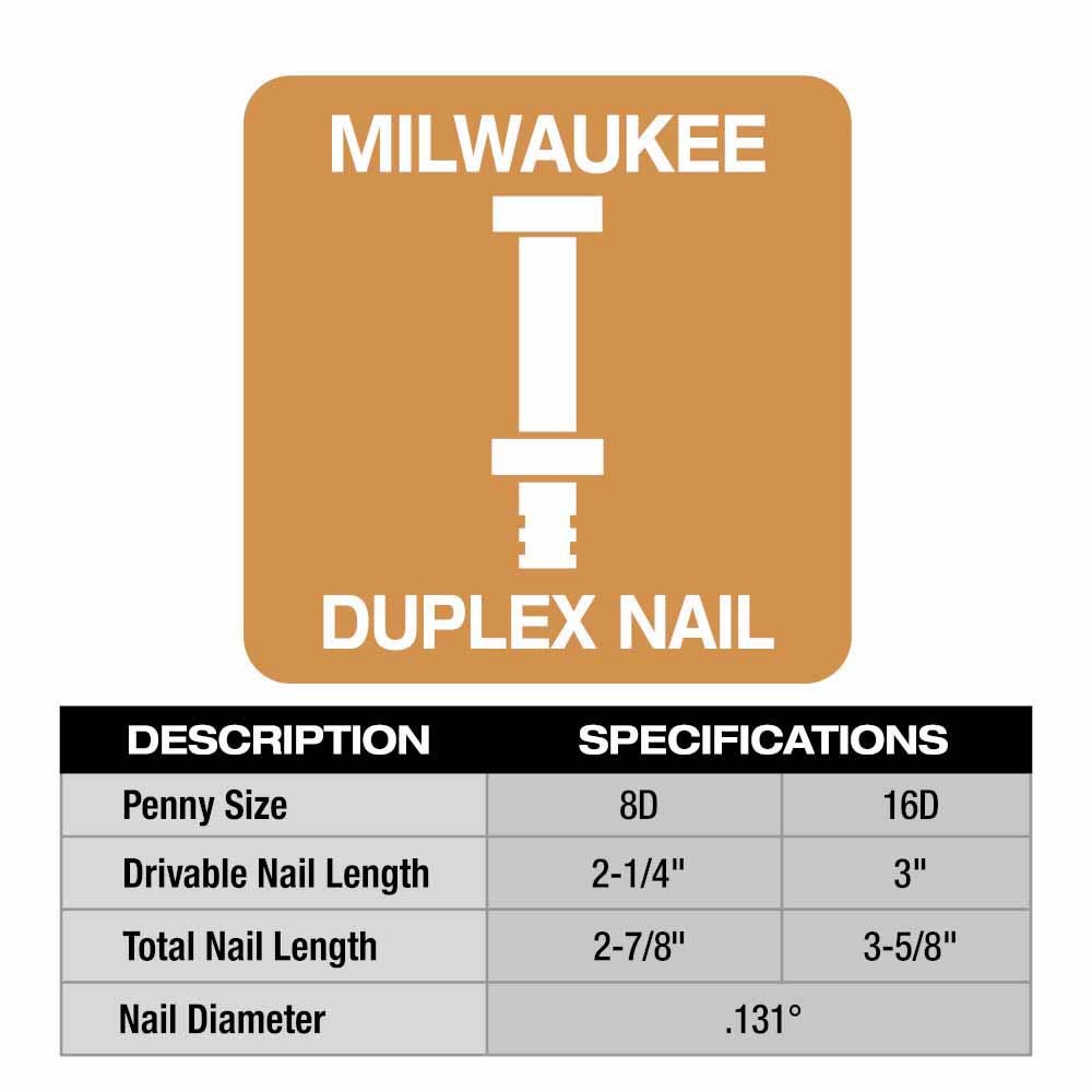 Milwaukee MDP8D-2000 Milwaukee 8D 2-1/4” x .131” Collated Duplex Nails - 4