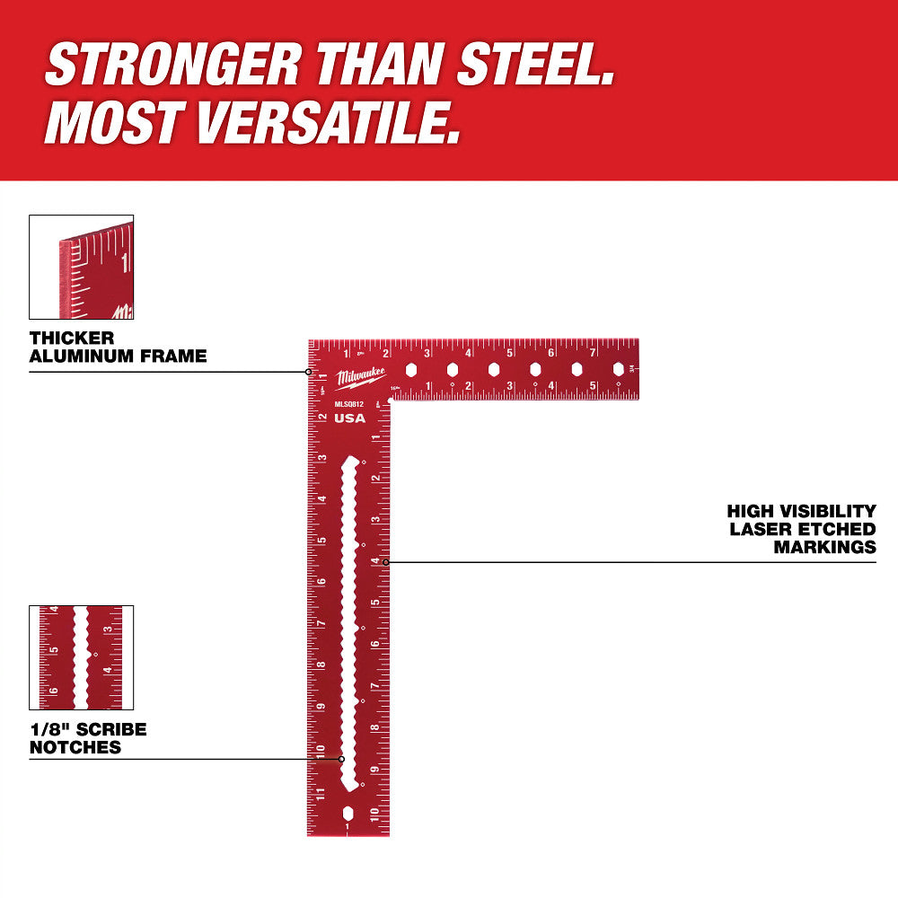 Milwaukee MLSQ812 8" x 12" Framing Square - 2