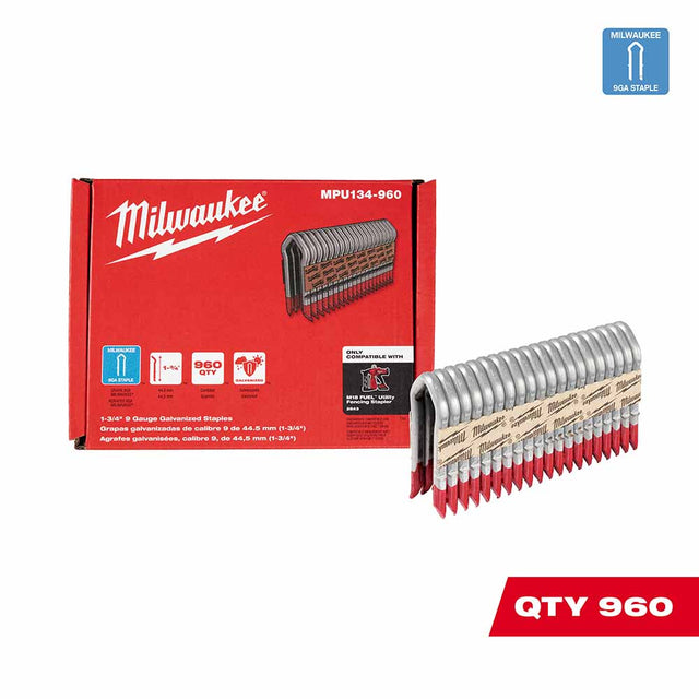 Milwaukee MPU134-960 1.75" 9 Gauge Galvanized Staples