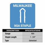 Milwaukee MPU134-960 1.75" 9 Gauge Galvanized Staples - 2