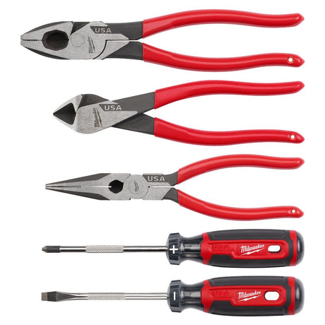 Milwaukee MT500-5 5PC Dipped Grip Cutting Pliers & Cushion Grip Screwdrivers Set (USA)