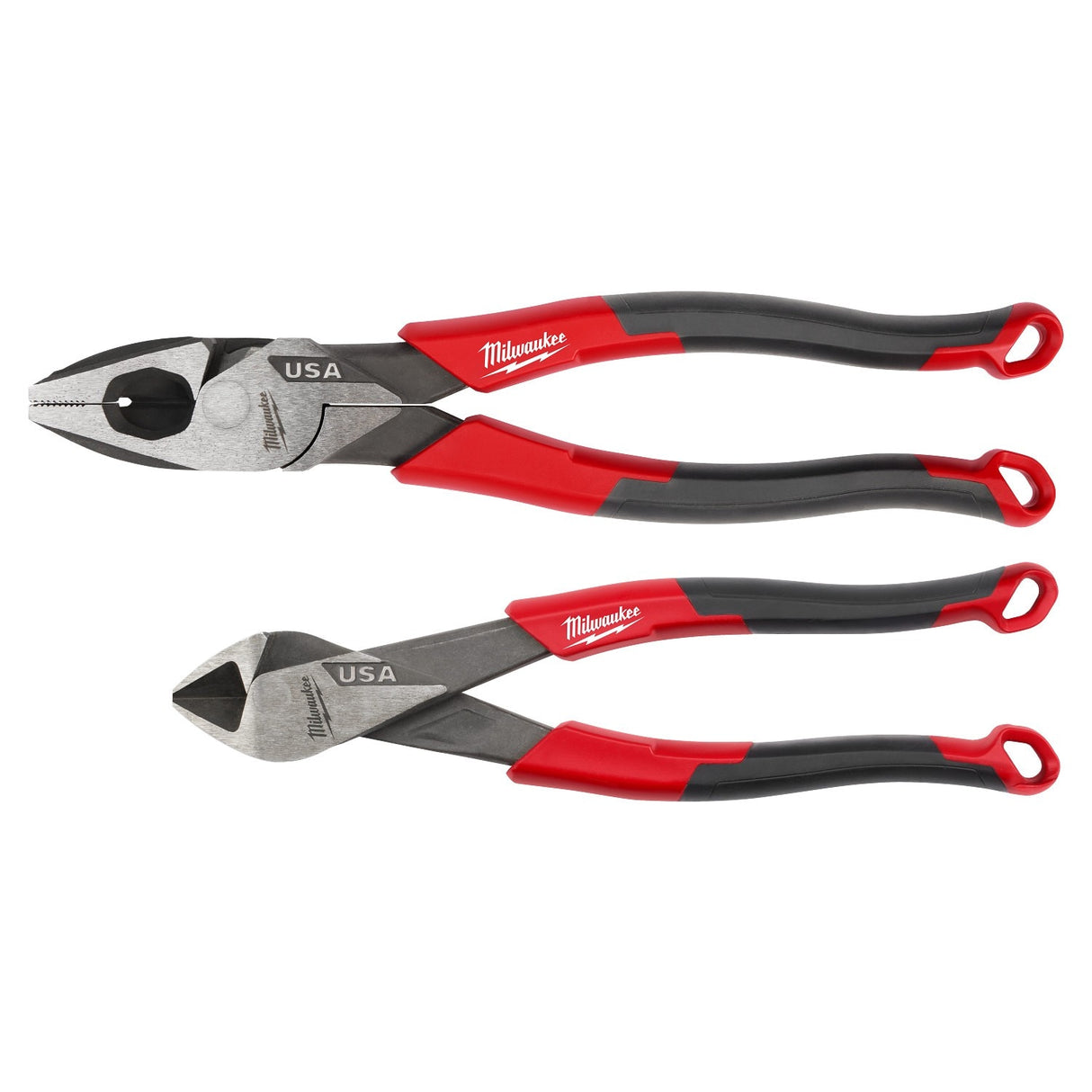 Milwaukee MT550-2 9 in Lineman and 8 in Diagonal Comfort Grip Pliers Set Made in USA (2 Piece)