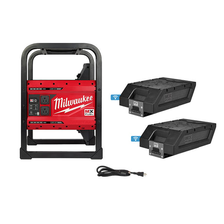 Milwaukee MXF002-2XC MX FUEL CARRY-ON Portable 3600W/1800W Push Start Battery Powered Power Supply Generator Kit w/ Two Batteries