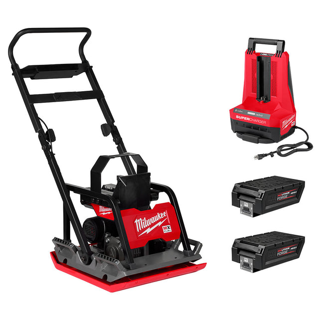 Milwaukee MXF220-2HD MX FUEL Lithium-Ion 20 in. Plate Compactor Kit with (2) FORGE HD12.0 Batteries and (1) MX FUEL Super Charger