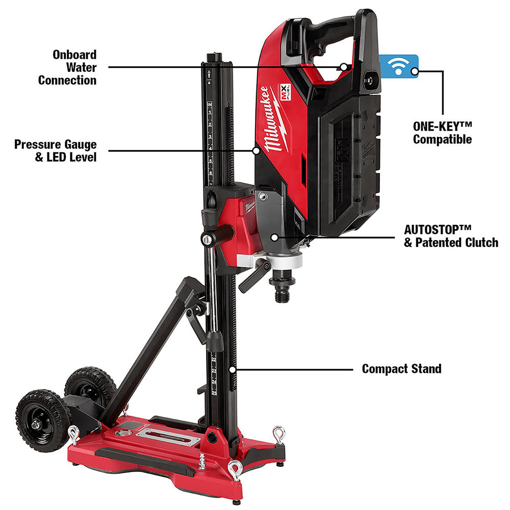 Milwaukee MXF301-2CXS MX FUEL Handheld Concrete Core Drill Kit w/ Stand, Two Batteries and Charger - 13