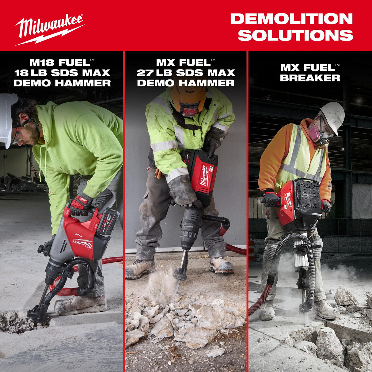 Milwaukee MXF365-1XC MX FUEL 27 lb SDS MAX Demolition Hammer Kit (8.0Ah Battery, Rapid Charger) - 10
