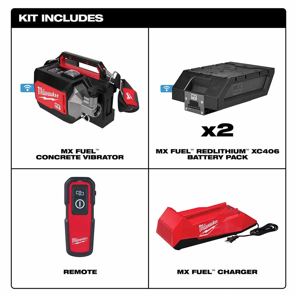 Milwaukee MXF370-2XC MX Fuel Briefcase Concrete Vibrator Kit w/ Two Batteries and Charger - 3