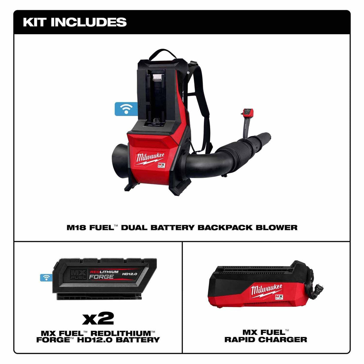Milwaukee MXF600-2HD MX FUEL Backpack Blower Kit with 2 Batteries/Rapid Charger - 3