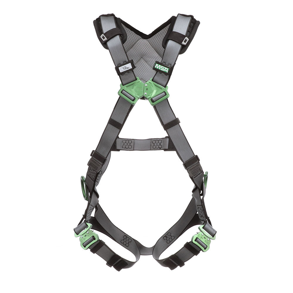 Mine Safety 10194875 V-FIT Harness, B&H D-Rings, QC Leg Straps, Shoulder Pads, Super Extra Large