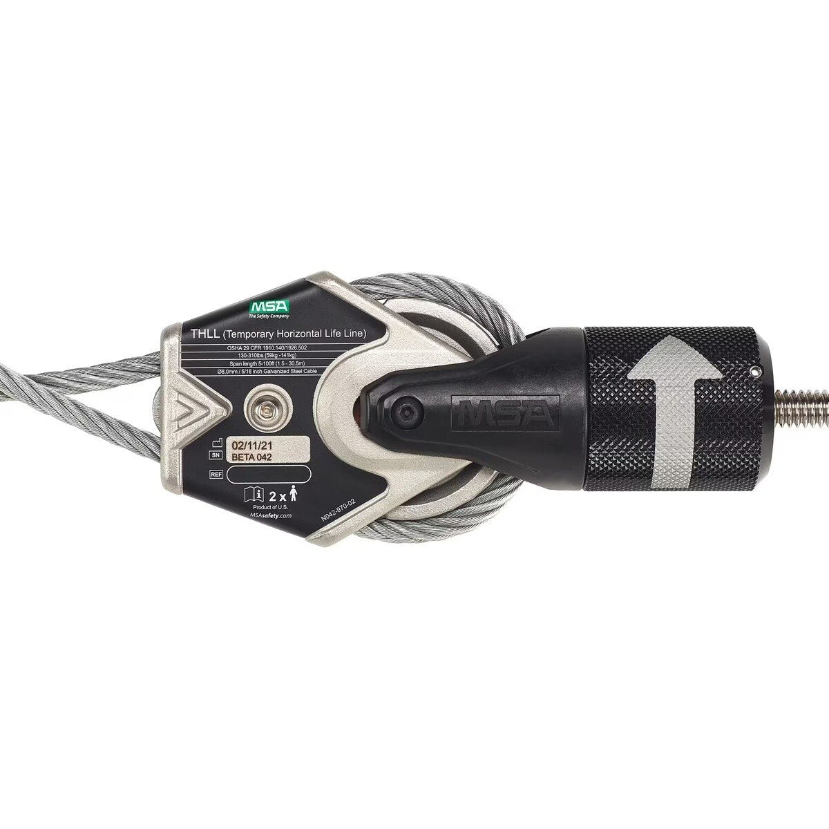 MSA 10219289 MSA Temporary Cable Horizontal Lifeline for 2 Workers, 60' with bypass shuttles - 3
