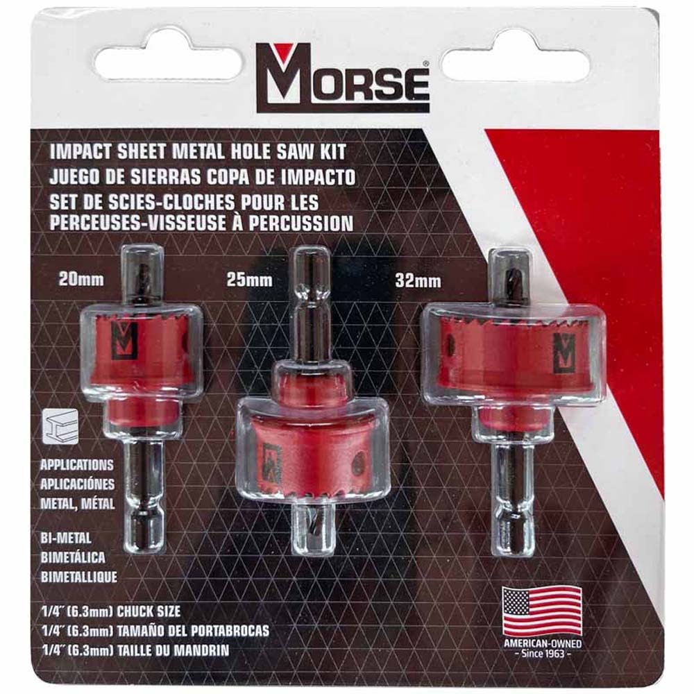 MK Morse 121507 IHSKITMET Bimetal Impact Ready Hole Saw Kit, Metric Diameters, 1/card - 2