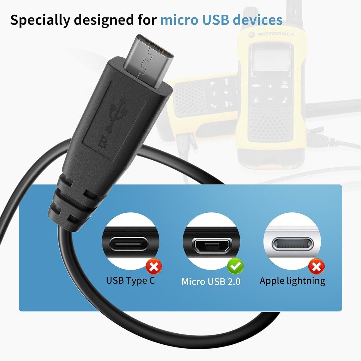 Motorola PMPN4204AR Dual Micro USB Y Cable Charger Adapter 1.5 x 1.75 x 1" - 2