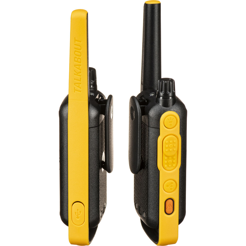 Motorola T470 Talkabout FRS/GMRS Two-Way Radios (2-Pack, Black & Yellow) - 4