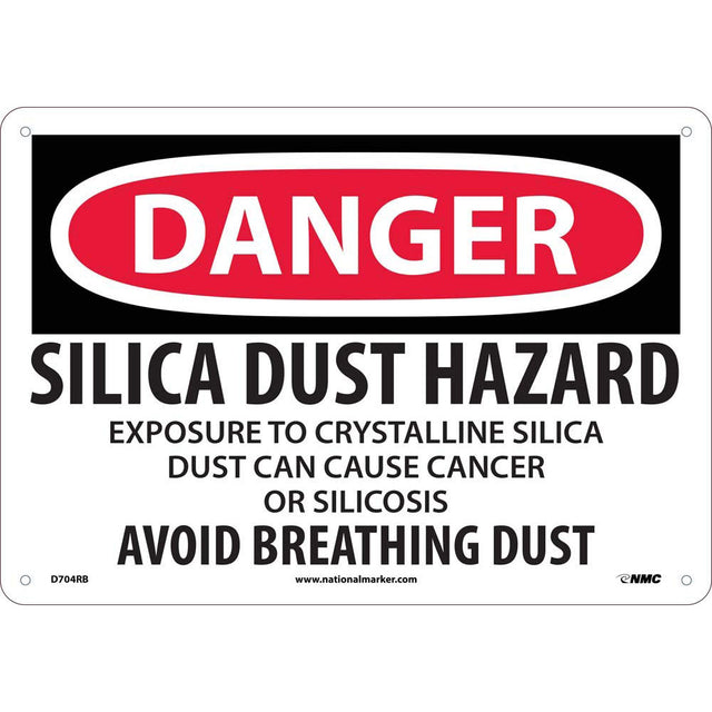 National Marker D704RB 10" x 14" Danger Silica Dust Plastic Hazard Sign