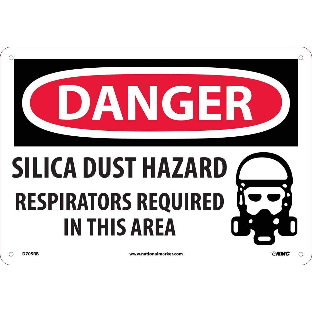 National Marker D705RB 10" x 14" Silica Dust Respirator Danger Sign