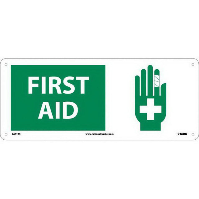 National Marker SA119R 7" X 17" First Aid Sign