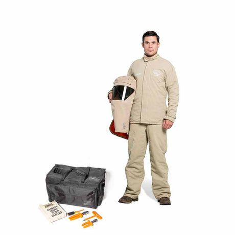 OEL AFW40-KJB-2XL 40 Cal Arc Flash Khaki Jacket & Bib Kit - 2XL