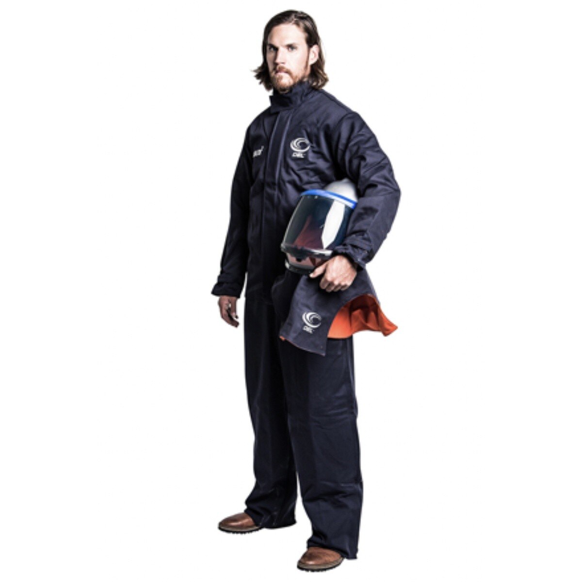 OEL  AFW40LF-F-KJB-L 40 Cal Arc Flash Jacket and Bib Overall Kit with Lift Front Hood and Fan Khaki Large (Kit)