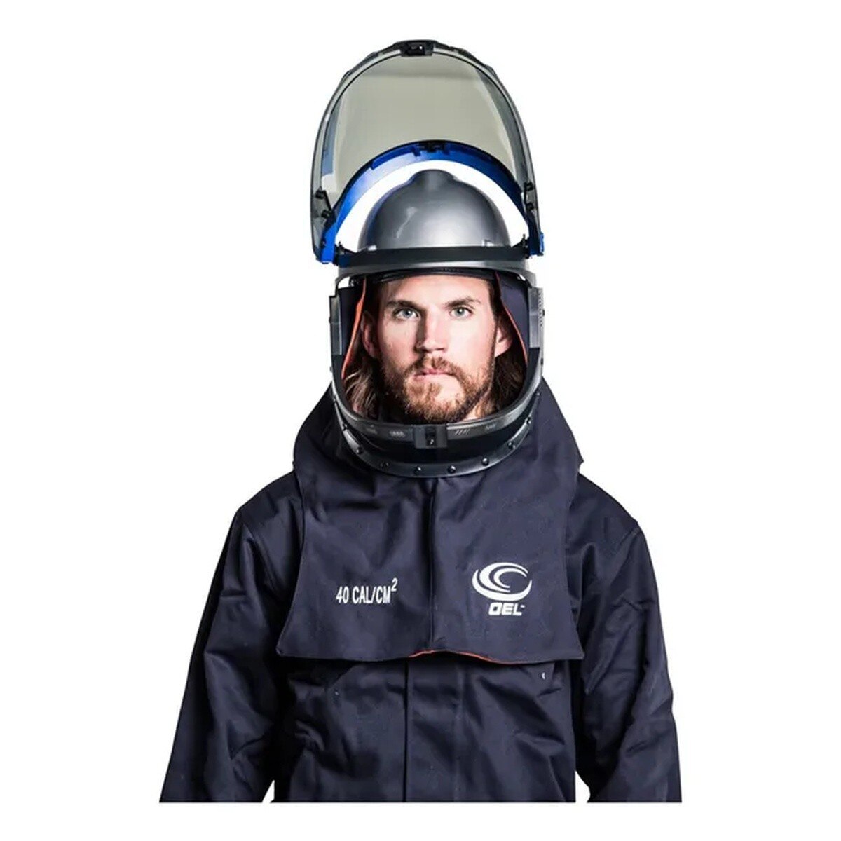 OEL AFW40LF-NJB-XL 40 Cal Arc Flash Suit Kit with Clear Shield Navy X-Large