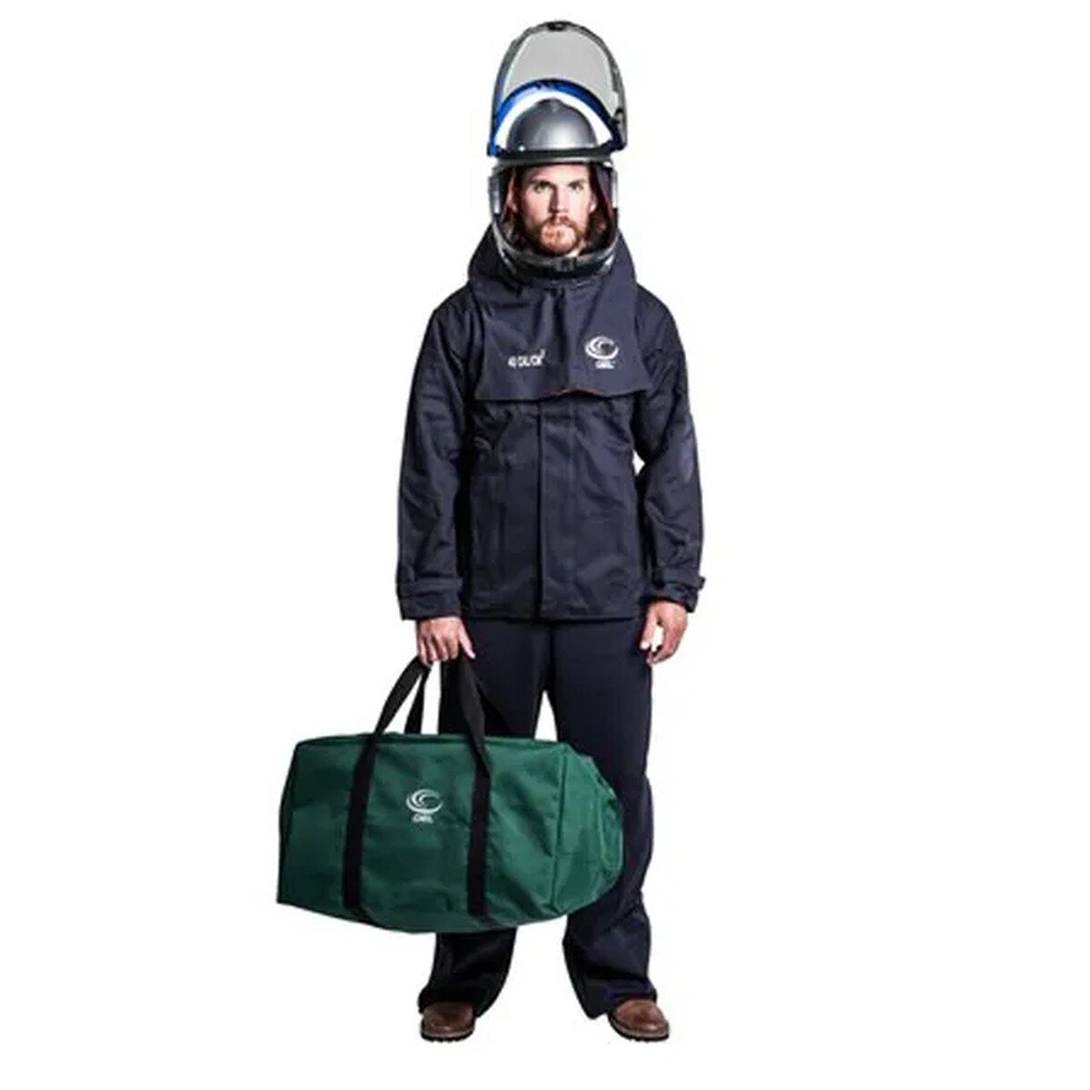 OEL AFW40LF-NJB-XL 40 Cal Arc Flash Suit Kit with Clear Shield Navy X-Large - 3