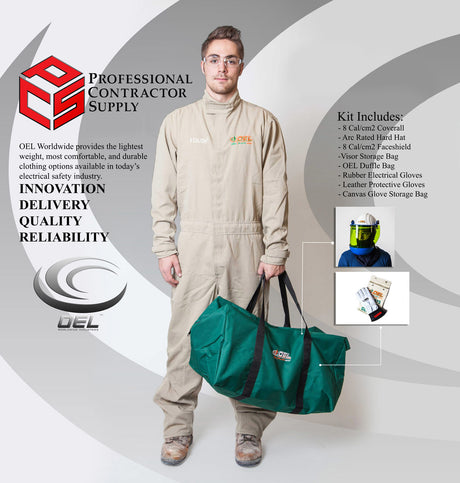 OEL AFW8-PFC-LRG-00-11-B-10 Large 8 CAL Coverall Kit w/ Head Gear And Size 10 Glove Kit