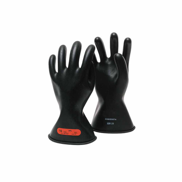 OEL IRG011B10 Class 0 Black Rubber Insulating Gloves - Size 10