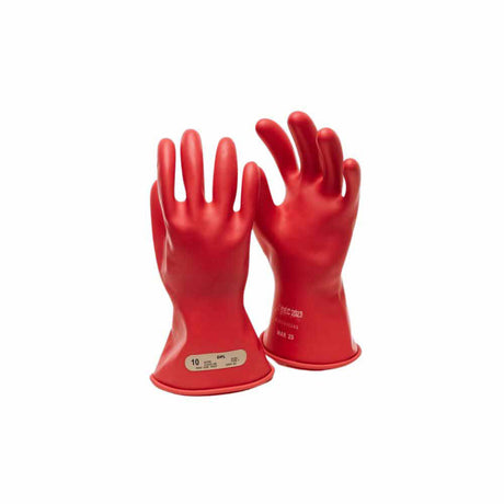 OEL IRG011R10 Class 0 Red Rubber Insulating Gloves - Size 10