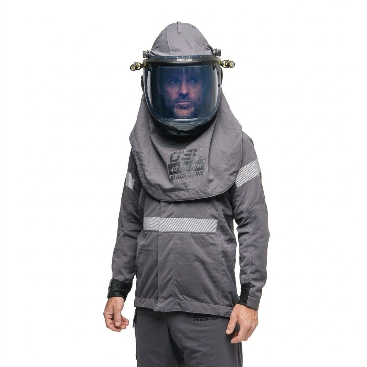OEL Industries AFW40FL-PJB-M Medium 40 Cal Arc Flash Jacket and Bib Kit with Dual Fans and Lights
