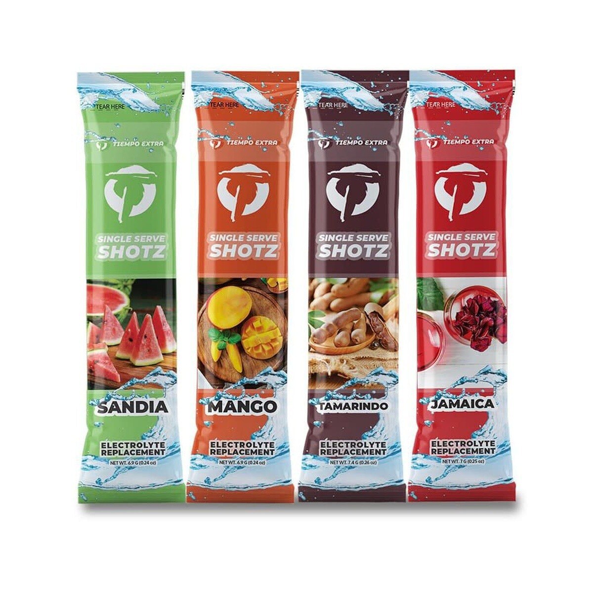 Overtime TE400-SINGLESERVE Single Serve Electrolyte Shotz Mix for 16.9 fl oz Bottle 6.9-7.4 g (400 Case)