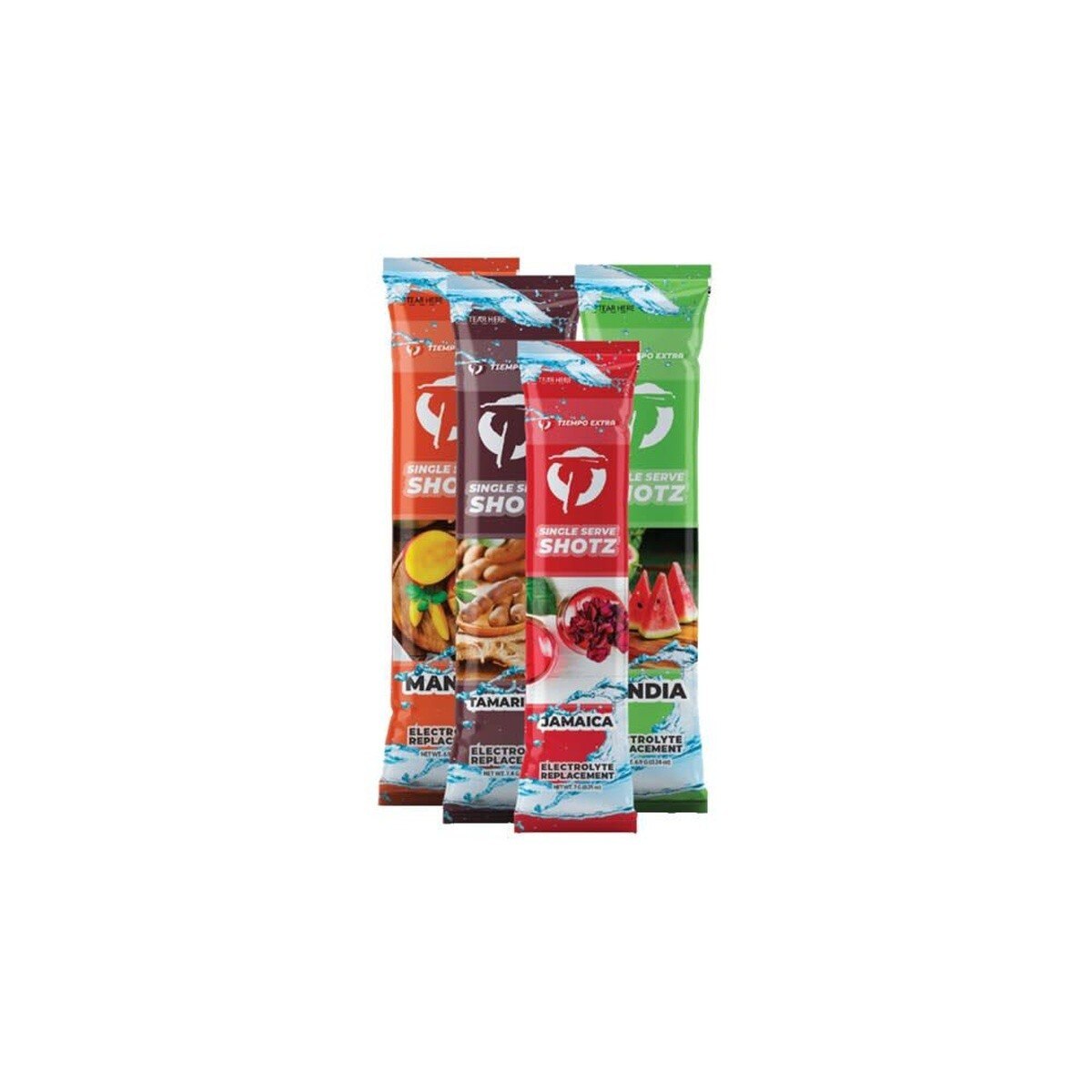 Overtime TE400-SINGLESERVE Single Serve Electrolyte Shotz Mix for 16.9 fl oz Bottle 6.9-7.4 g (400 Case) - 2