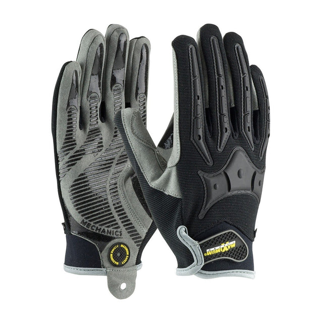 PIP 120-4900/L Brickyard Impact Resistant Cut-and-Sewn Work Gloves with Hook and Loop Closure, Large
