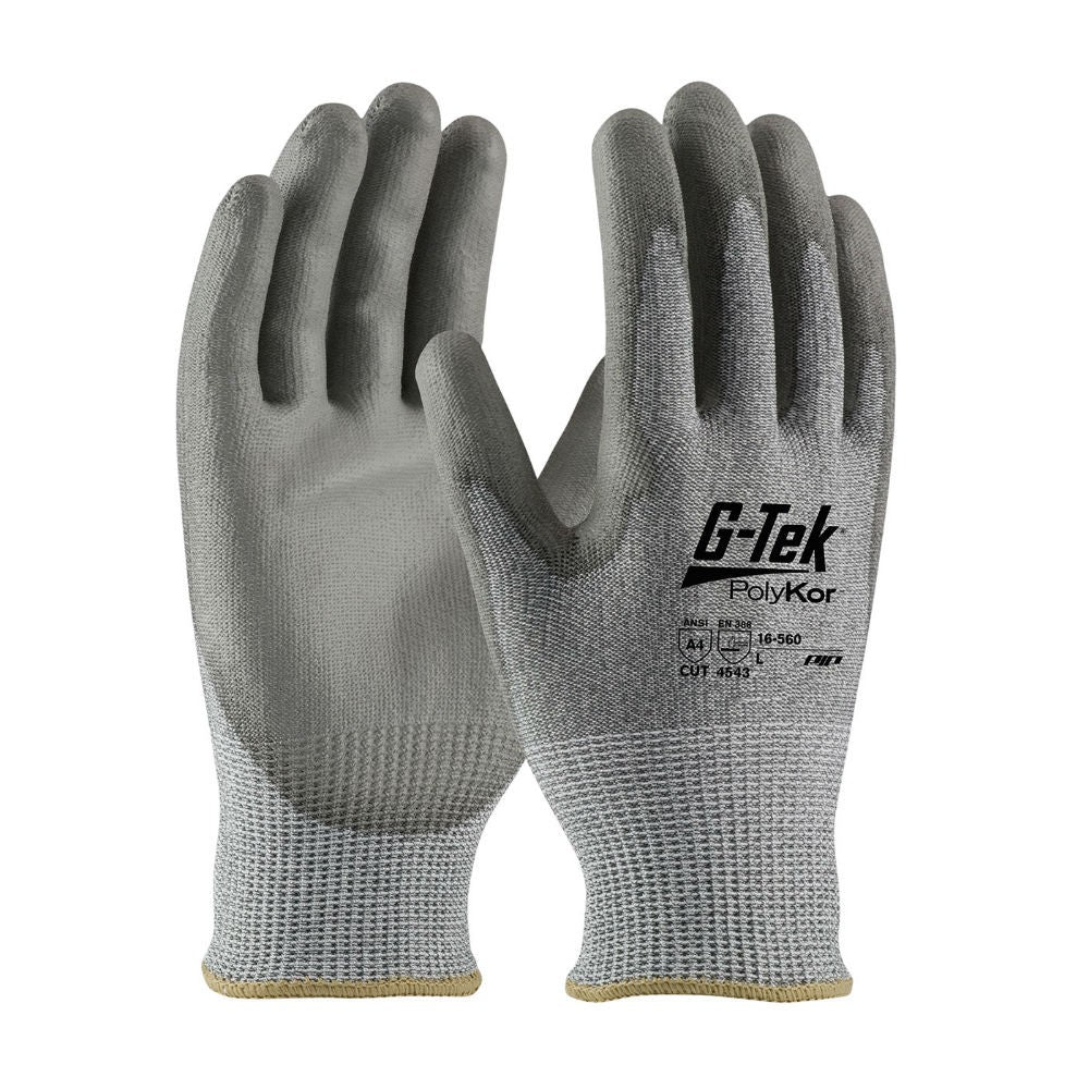PIP Industrial Products 16-560/L Seamless HPPE/Glass Glove with PU Coated Smooth Grip, Large