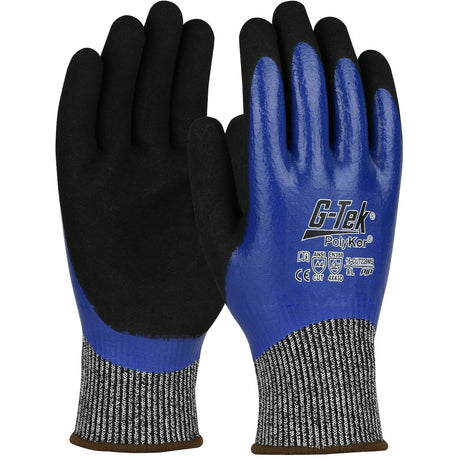 PIP 16-CUT229MS-L G-Tek PolyKor cut-resistant nitrile double-dipped gloves, full-hand Microsurface grip (Pack of 12)