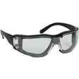 PIP 250-00-F020 Zenon Rimless Safety Glasses with Black Temple, Clear Lens, Foam Padding and Anti-Scratch / Anti-Fog Coating