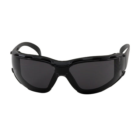 PIP 250-01-F021 Rimless Safety Glasses Gray Anti-Scratch Anti-Fog Lens with Foam Padding Black Temples