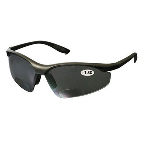 PIP 250-25-0115 Semi-Rimless Safety Readers Black Nylon Frame Gray Anti-Scratch Lens +1.50 Diopter